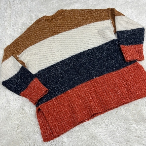 MADEWELL Striped Baxter Color Block Alpaca Blend Sweater Tunic Oversized Medium - Picture 4 of 12